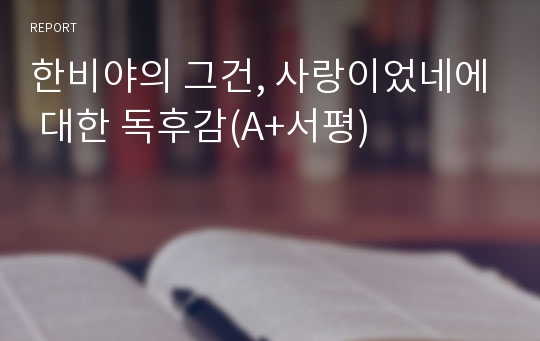 한비야의 그건, 사랑이었네에 대한 독후감(A+서평)