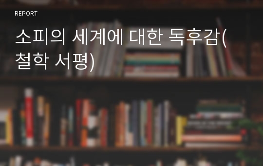 소피의 세계에 대한 독후감(철학 서평)