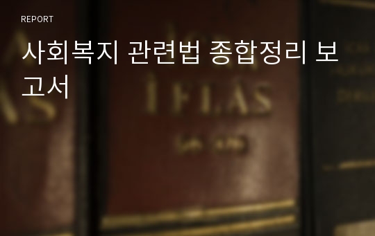 사회복지 관련법 종합정리 보고서