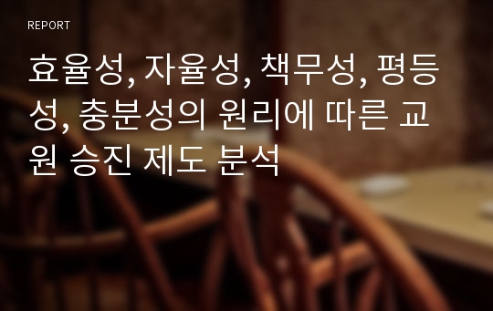 효율성, 자율성, 책무성, 평등성, 충분성의 원리에 따른 교원 승진 제도 분석