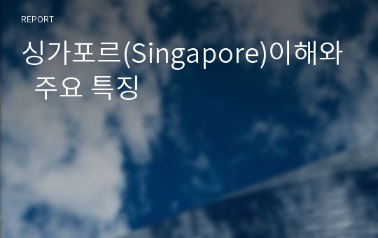 싱가포르(Singapore)이해와  주요 특징