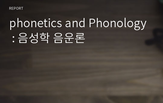 phonetics and Phonology : 음성학 음운론