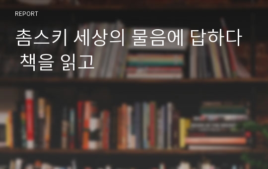 촘스키 세상의 물음에 답하다 책을 읽고