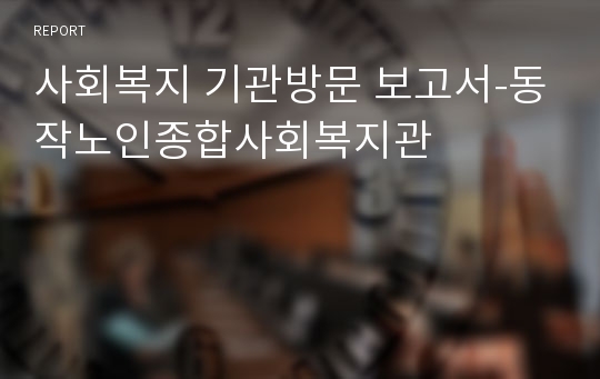 사회복지 기관방문 보고서-동작노인종합사회복지관