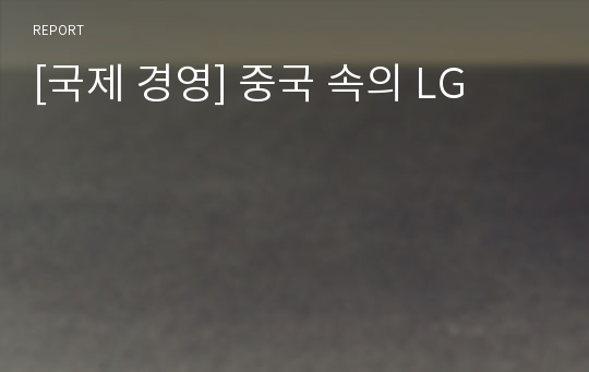 [국제 경영] 중국 속의 LG