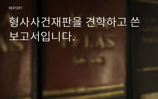 형사사건재판을 견학하고 쓴 보고서입니다.