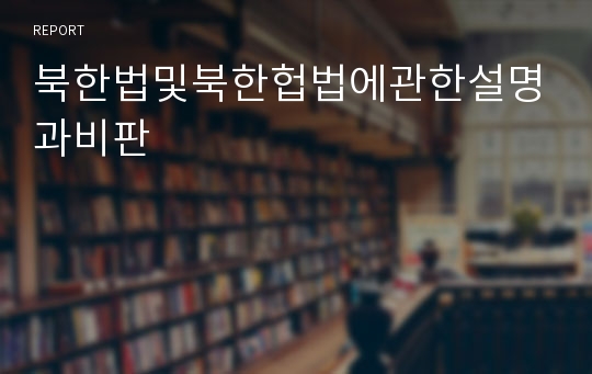 북한법및북한헙법에관한설명과비판