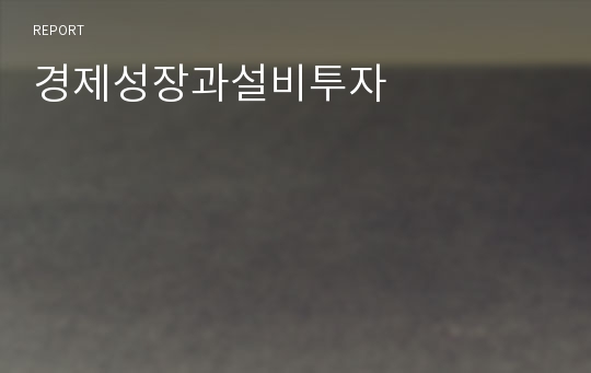 경제성장과설비투자