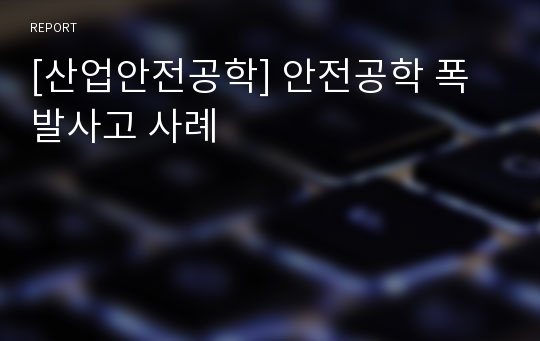 [산업안전공학] 안전공학 폭발사고 사례