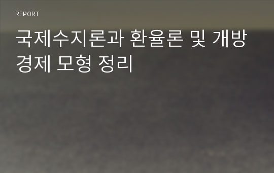 국제수지론과 환율론 및 개방경제 모형 정리