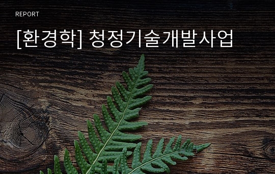 [환경학] 청정기술개발사업