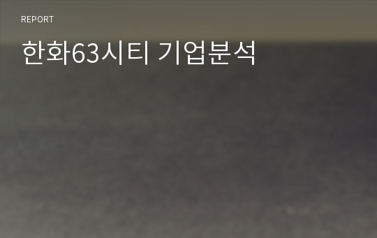 한화63시티 기업분석