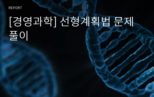 [경영과학] 선형계획법 문제풀이