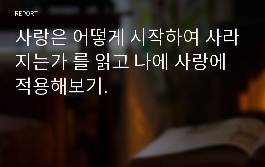 사랑은 어떻게 시작하여 사라지는가 를 읽고 나에 사랑에 적용해보기.