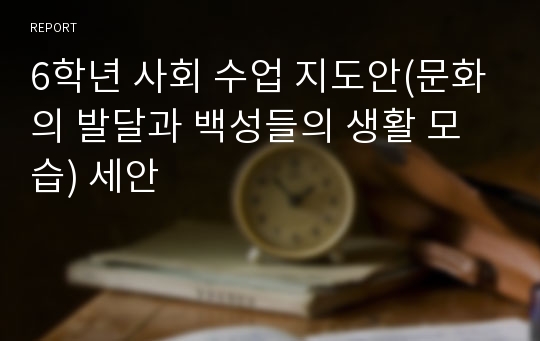 6학년 사회 수업 지도안(문화의 발달과 백성들의 생활 모습) 세안