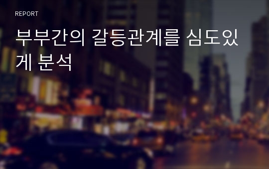 부부간의 갈등관계를 심도있게 분석