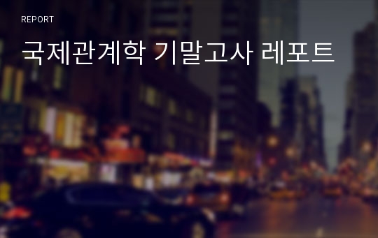 국제관계학 기말고사 레포트