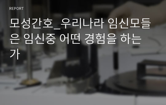 모성간호_우리나라 임신모들은 임신중 어떤 경험을 하는가