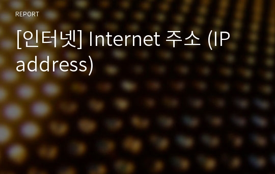 [인터넷] Internet 주소 (IP address)