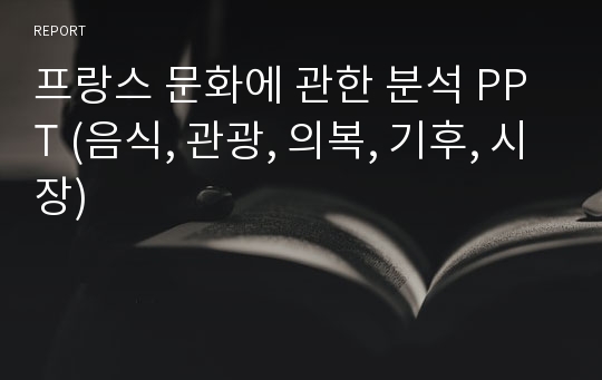 프랑스 문화에 관한 분석 PPT (음식, 관광, 의복, 기후, 시장)