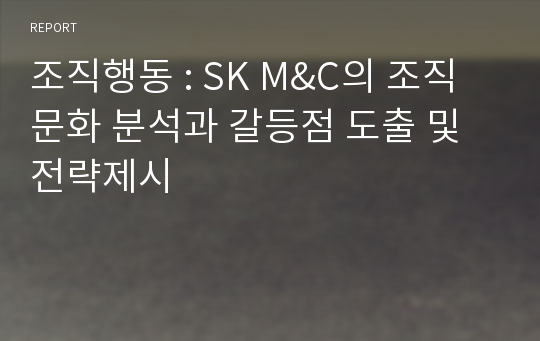 조직행동 : SK M&amp;C의 조직문화 분석과 갈등점 도출 및 전략제시