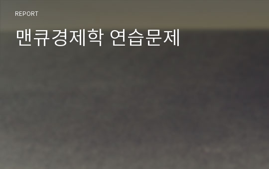 맨큐경제학 연습문제