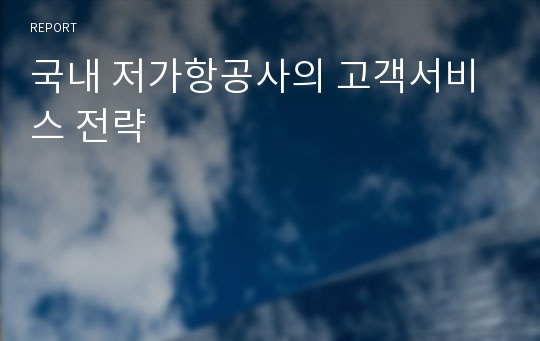 국내 저가항공사의 고객서비스 전략