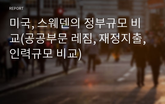 미국, 스웨덴의 정부규모 비교(공공부문 레짐, 재정지출, 인력규모 비교)