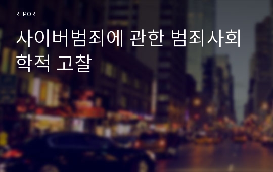 사이버범죄에 관한 범죄사회학적 고찰