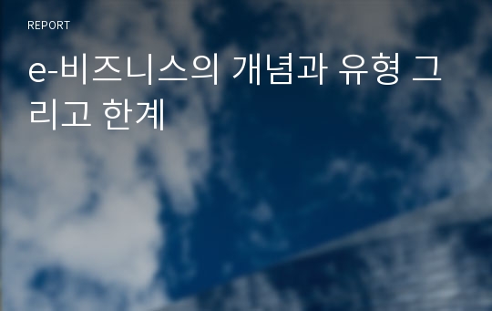 e-비즈니스의 개념과 유형 그리고 한계