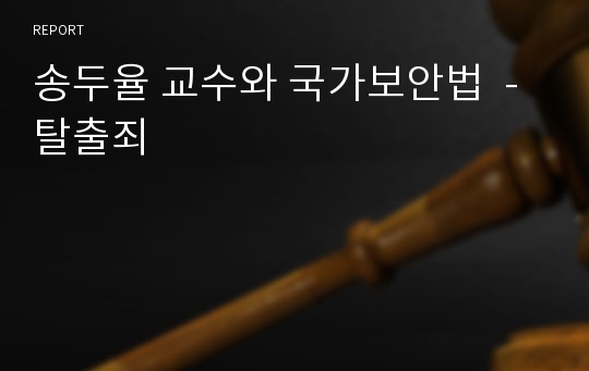 송두율 교수와 국가보안법  -탈출죄