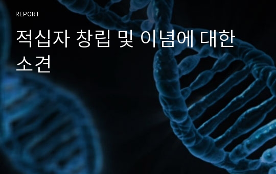 적십자 창립 및 이념에 대한 소견