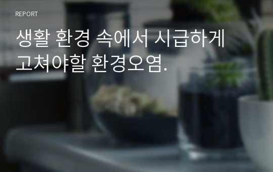 생활 환경 속에서 시급하게 고쳐야할 환경오염.