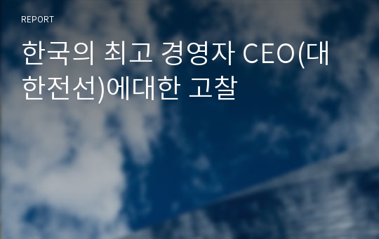 한국의 최고 경영자 CEO(대한전선)에대한 고찰