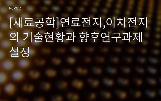 [재료공학]연료전지,이차전지의 기술현황과 향후연구과제설정