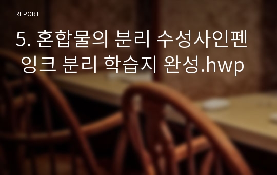 5. 혼합물의 분리 수성사인펜 잉크 분리 학습지 완성.hwp