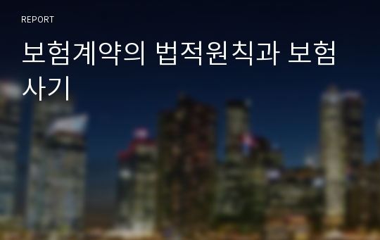 보험계약의 법적원칙과 보험사기