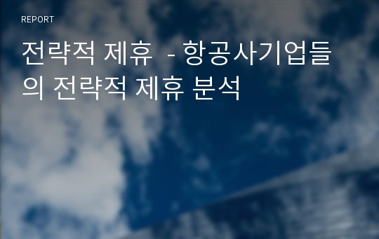 전략적 제휴  - 항공사기업들의 전략적 제휴 분석