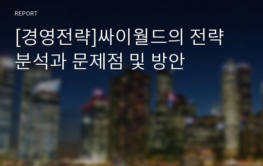 [경영전략]싸이월드의 전략 분석과 문제점 및 방안