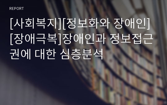 [사회복지][정보화와 장애인][장애극복]장애인과 정보접근권에 대한 심층분석