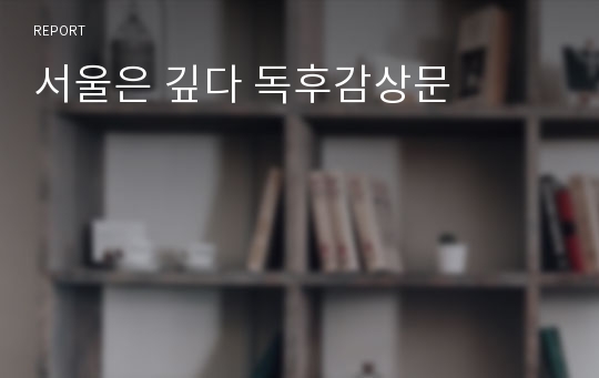 서울은 깊다 독후감상문