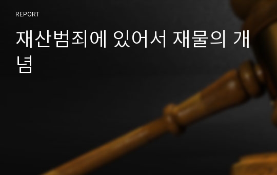 재산범죄에 있어서 재물의 개념