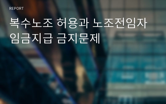 복수노조 허용과 노조전임자 임금지급 금지문제