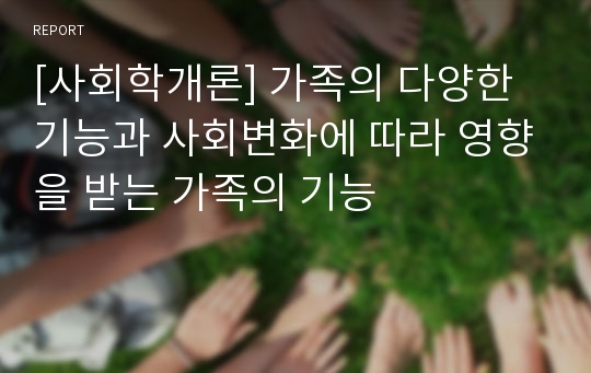 [사회학개론] 가족의 다양한 기능과 사회변화에 따라 영향을 받는 가족의 기능