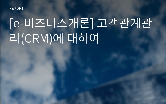 [e-비즈니스개론] 고객관계관리(CRM)에 대하여