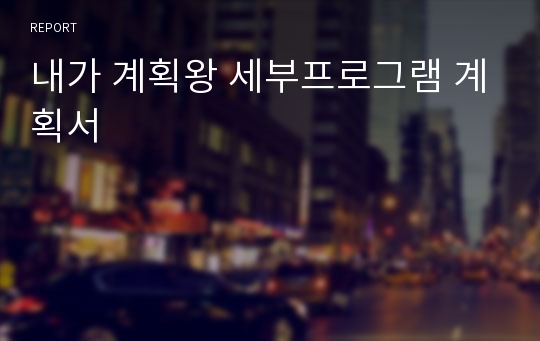 내가 계획왕 세부프로그램 계획서