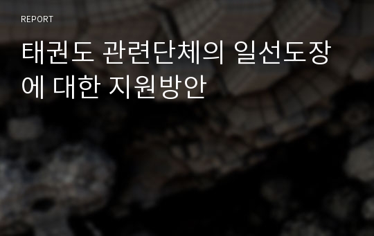 태권도 관련단체의 일선도장에 대한 지원방안