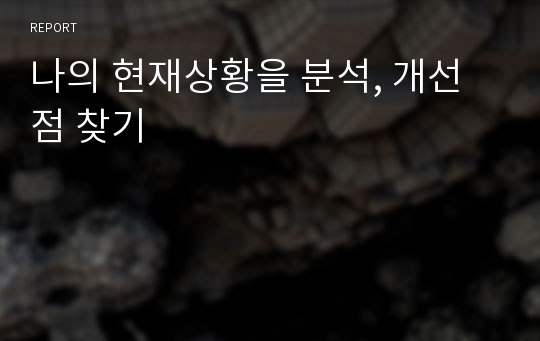 나의 현재상황을 분석, 개선점 찾기