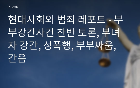 현대사회와 범죄 레포트 - 부부강간사건 찬반 토론, 부녀자 강간, 성폭행, 부부싸움, 간음