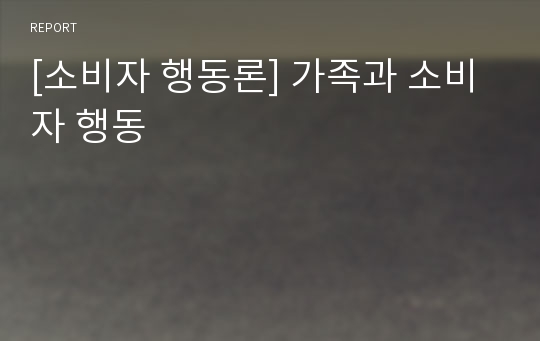 [소비자 행동론] 가족과 소비자 행동